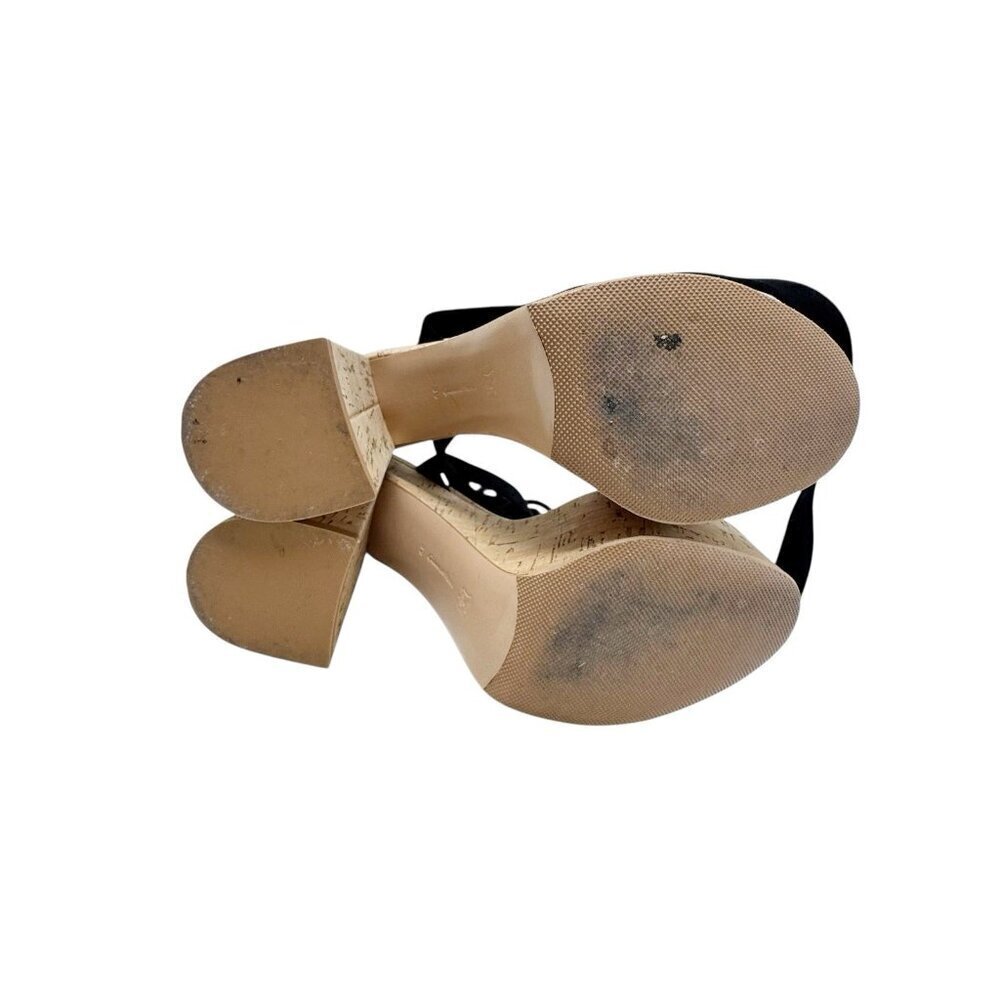 Gianvito Rossi size 39 9 Cork Platform Sandals Ankle Tie Strap Black Suede shoes - Picture 13 of 15